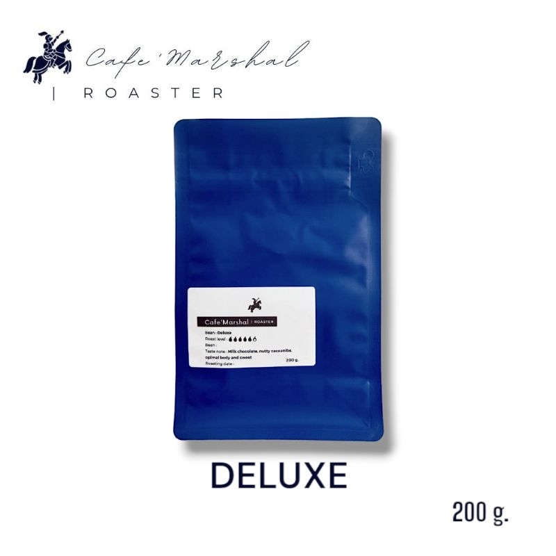 DELUXE เมล็ดกาแฟคั่วกลาง - เข้ม จากลาวผสมบราซิล บรรจุ 200 กรัม