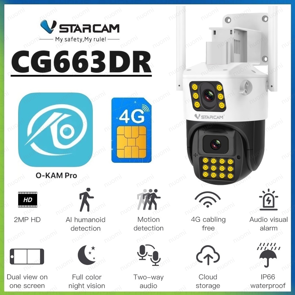 VSTARCAM CG663DR 4G LTE SiM / CS663DR WiFi FHD 1080p 2.0mp iP Camera กล้องวงจรปิดใส่ซิม กล้องวงจรปิดไวไฟ(เลนส์กล้องคู่)