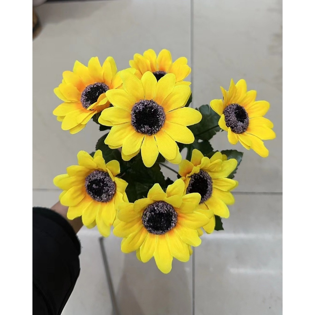 ช่อดอกทานตะวัน ยาว30ซม มี7หัว ดอกกว้าง 7.5 cm รุ่น 3810