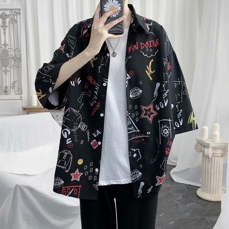 aililai1688 เสื้อเชิ้ตทรงหลวมฤดูร้อน วินเทจแขนสั้นสบายตัวมาก พิมพิ์ลายดอกไม้ สำหรับผู้ชายแขนสั้น ราคา ถูกที่สุด ดีลบีเคเค แกลเลอรีภาพที่ 8
