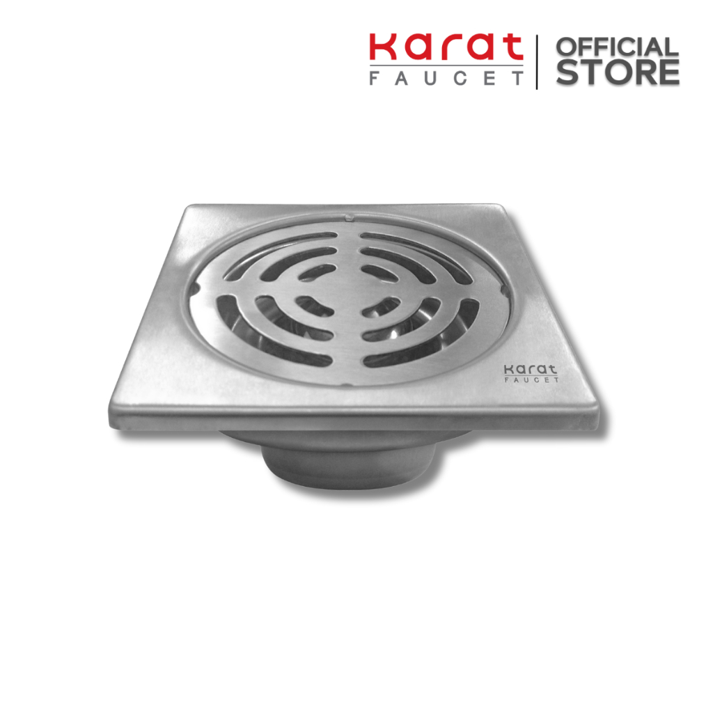 Karat Faucet ตะแกรงกันกลิ่นแบบเหลี่ยม ต่อท่อ PVC ขนาด 2 นิ้ว หน้าแปลน 4 นิ้ว (สแตนเลส 201) รุ่น KA-06-832-ST