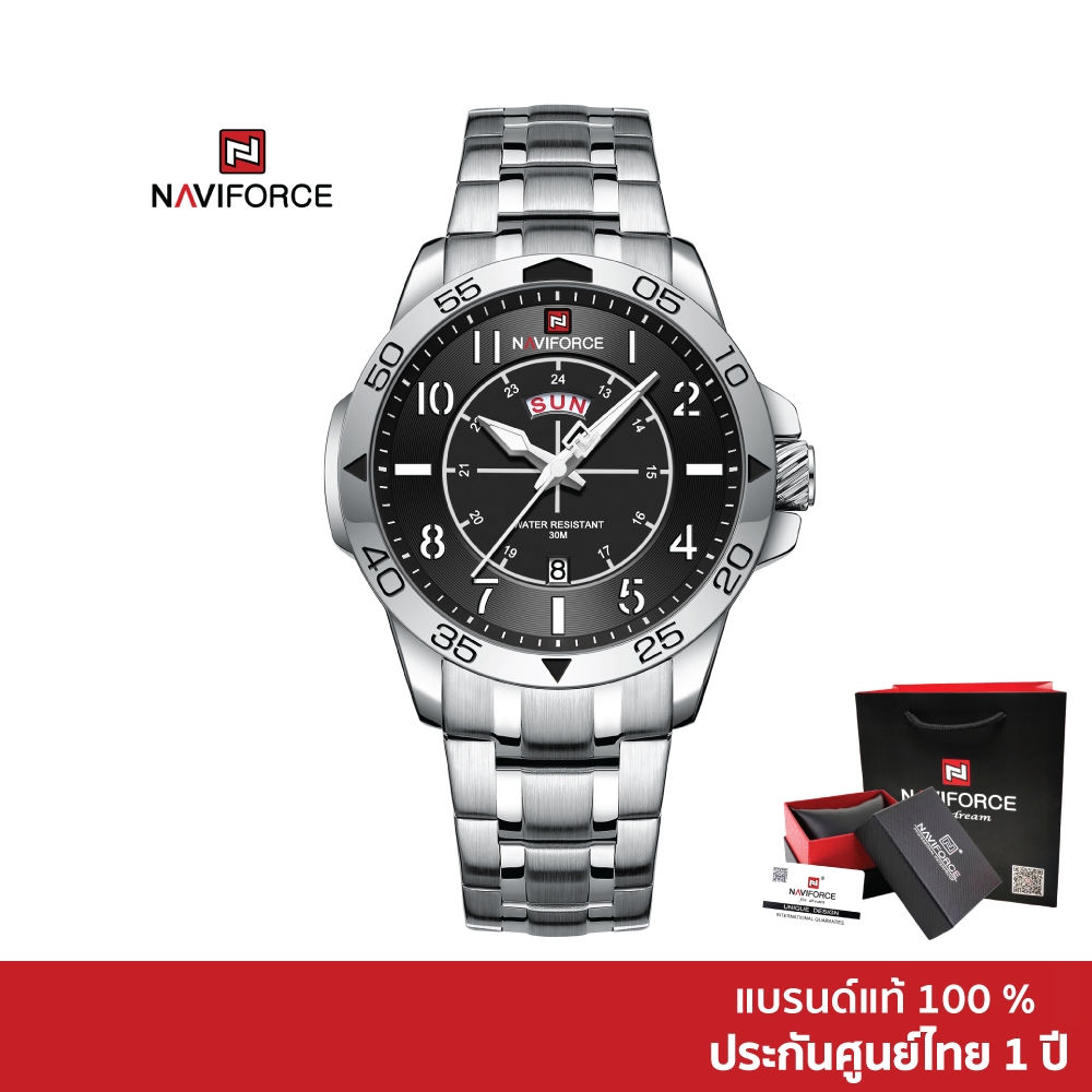 Naviforce นาฬิกาข้อมือผู้ชาย สปอร์ตแฟชั่น NF9204S สายสแตนเลส กันน้ำ ระบบอนาล็อก