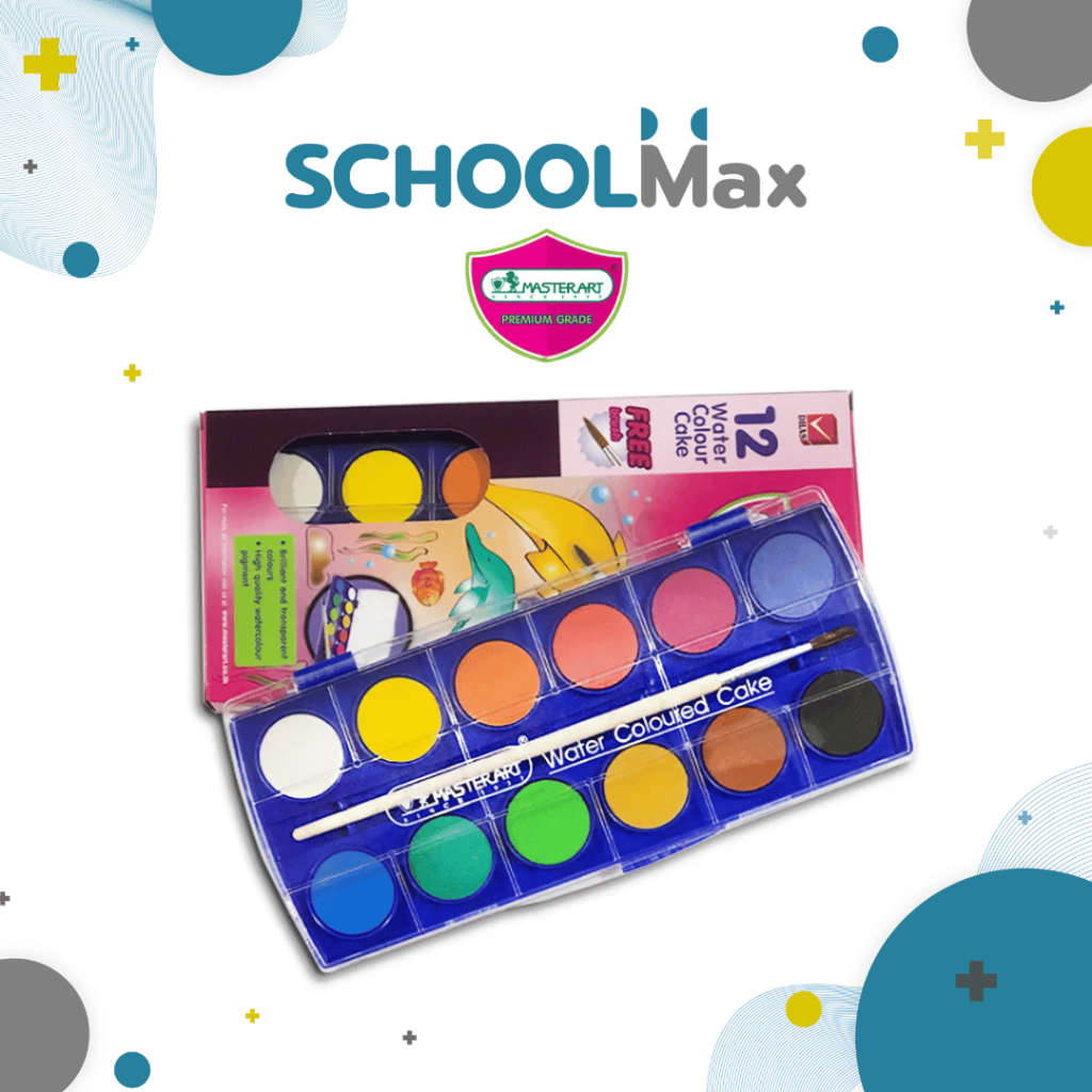สีน้ำก้อน พาเลทสี 12 สี แถมพู่กัน ยี่ห้อ Master Art 1 กล่อง