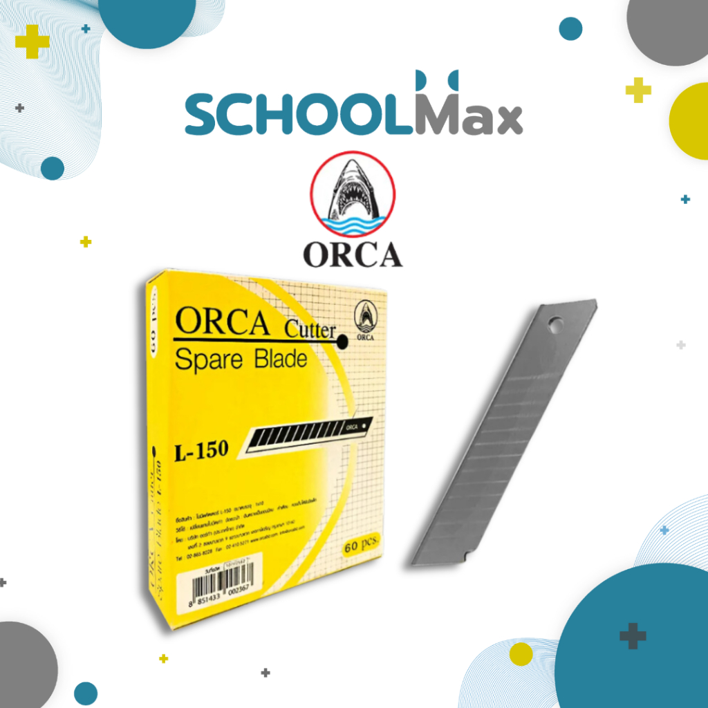ใบคัตเตอร์ ใบคัตเตอร์ใหญ่ ใบมีดL150 ใบมีดหน้ากว้าง 18มิล ยี่ห้อ Orca ชุด 10ใบ/หลอด