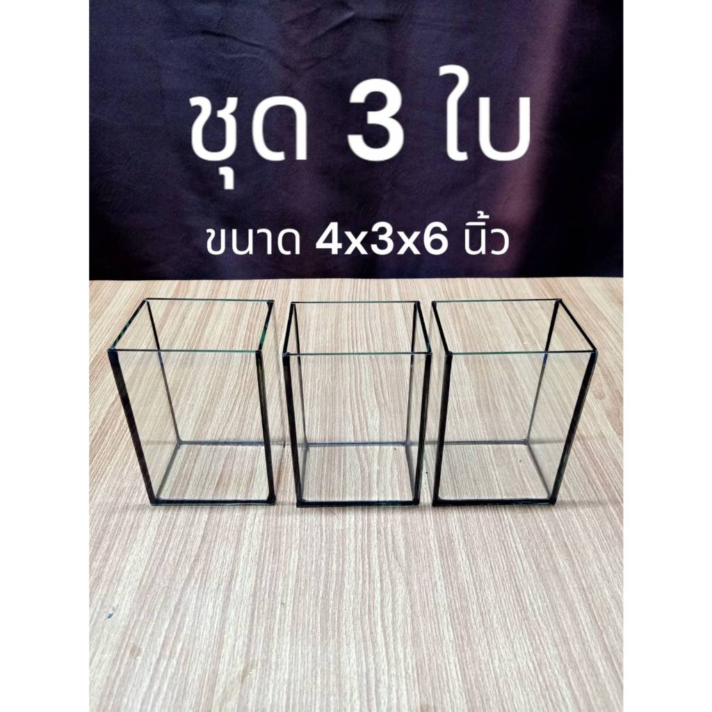 โหลปลากัด 4x3x6 นิ้ว ชุด 3 ใบ หนา3มิล
