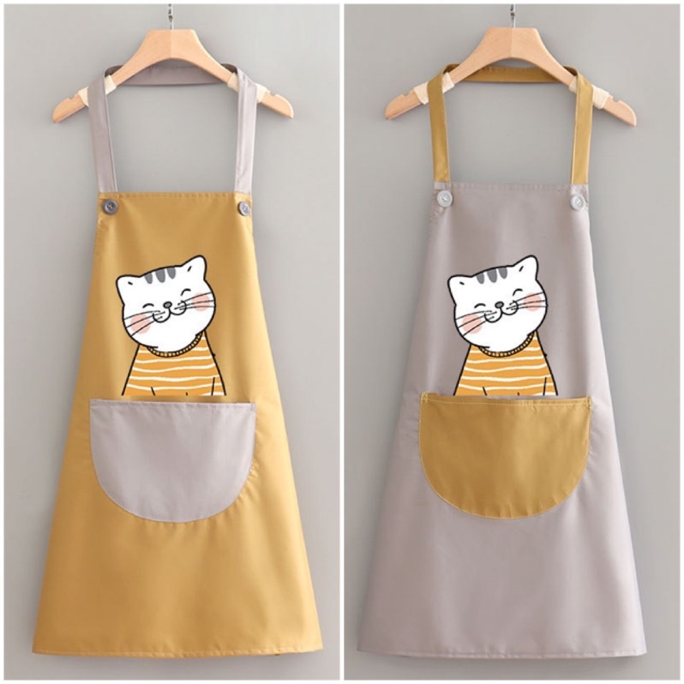 (พร้อมส่ง) ผ้ากันเปื้อนลายการ์ตูนแมว ลายหน้าหมี กันน้ำและน้ำมัน สำหรับชายและหญิง ทำอาหาร ห้องครัว ร้านกาแฟ