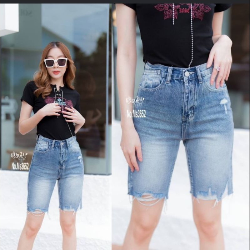 3652#S-XL#ยีนส์ขา3ส่วน