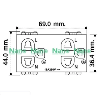 เต้ารับ คู่มีกราวน์ NANO 16A 250V, SC-P601 SC-P601B ขนาด 3 ช่อง แบบขันน็อต (1ชิ้น/10ชิ้นต่อกล่อง)