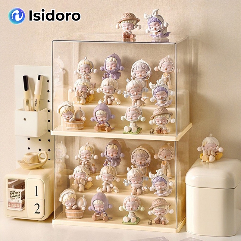 Isidoro กล่องเก็บของเล่น กันฝุ่น กันความชื้น ความจุขนาดใหญ่ จัดเรียงเป็นชั้น โปร่งใส กล่องโชว์โมเดล