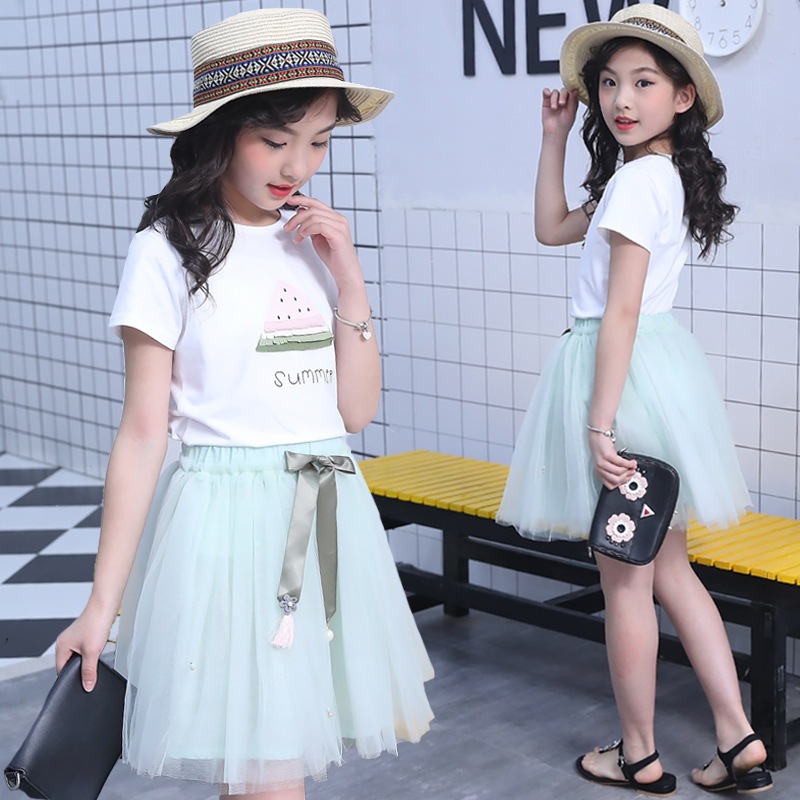 PRINCESS KESLI  ชุดเด็กหญิง ชุดเสื้อยืดเด็กผู้หญิง กระโปรง 2ชิ้น กระโปรงเด็กหญิงแขนสั้น 1-9ปี