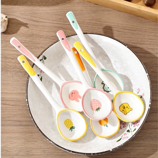 ช้อนเซรามิค ช้อนสไตล์ญี่ปุ่น ด้ามจับยาว ลายการ์ตูนน่ารัก ของ…