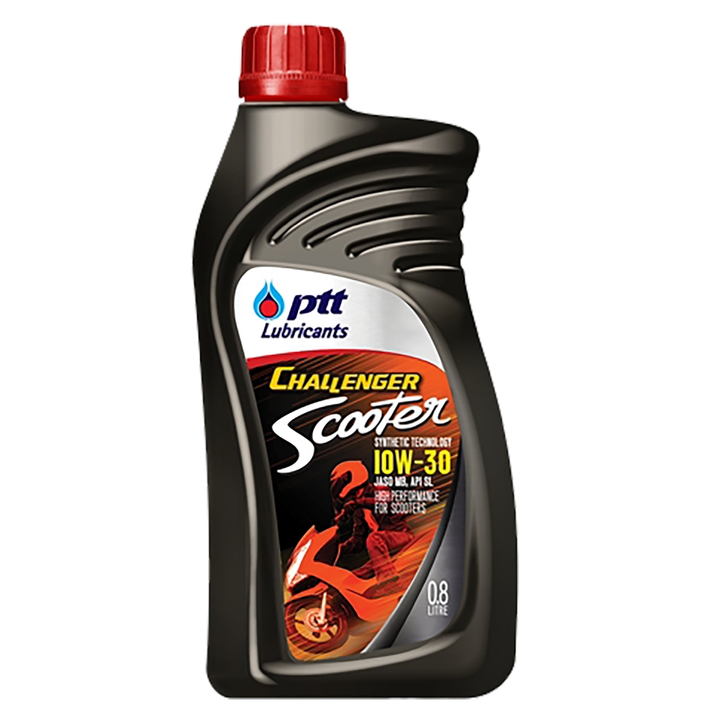 น้ำมันเครื่อง PTT เกรด Scooter , CHALLENGER SYNTHETIC 4T (พร้อมเปลี่ยนถ่าย, ฟรีน้ำมันเกียร์ (Scooter