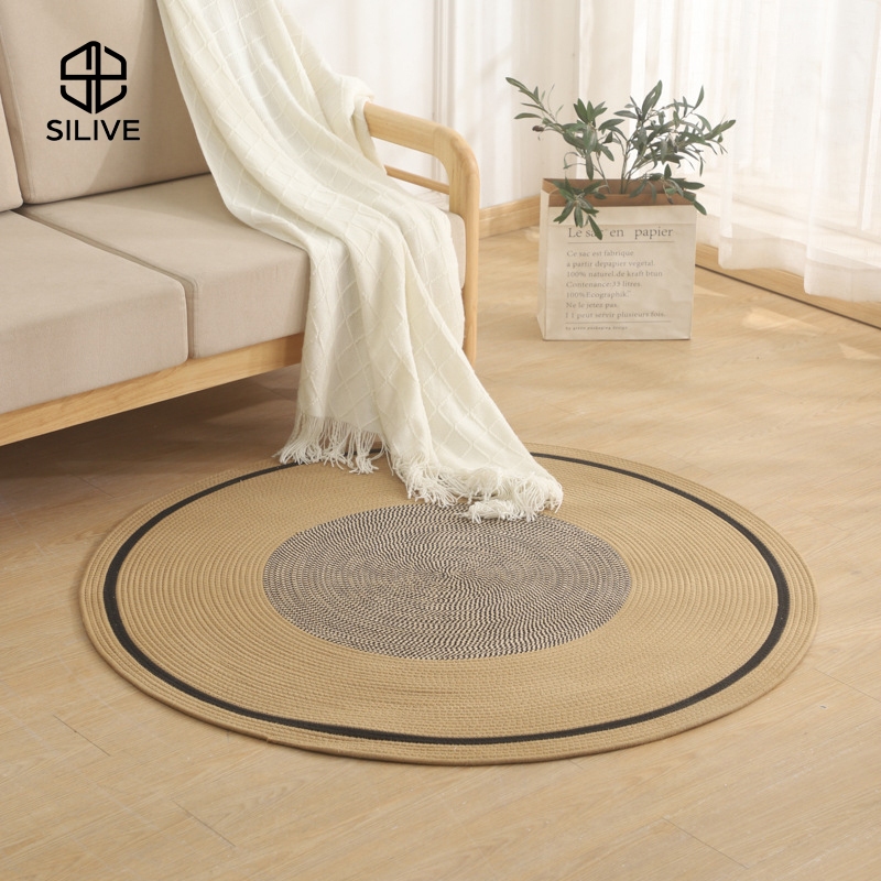 Silive Shop พรมฝ้าย carpet ขนาด80/120/150 พรมปูพื้น ทรงกลม  พรมปูพื้นห้อง #GD-BC