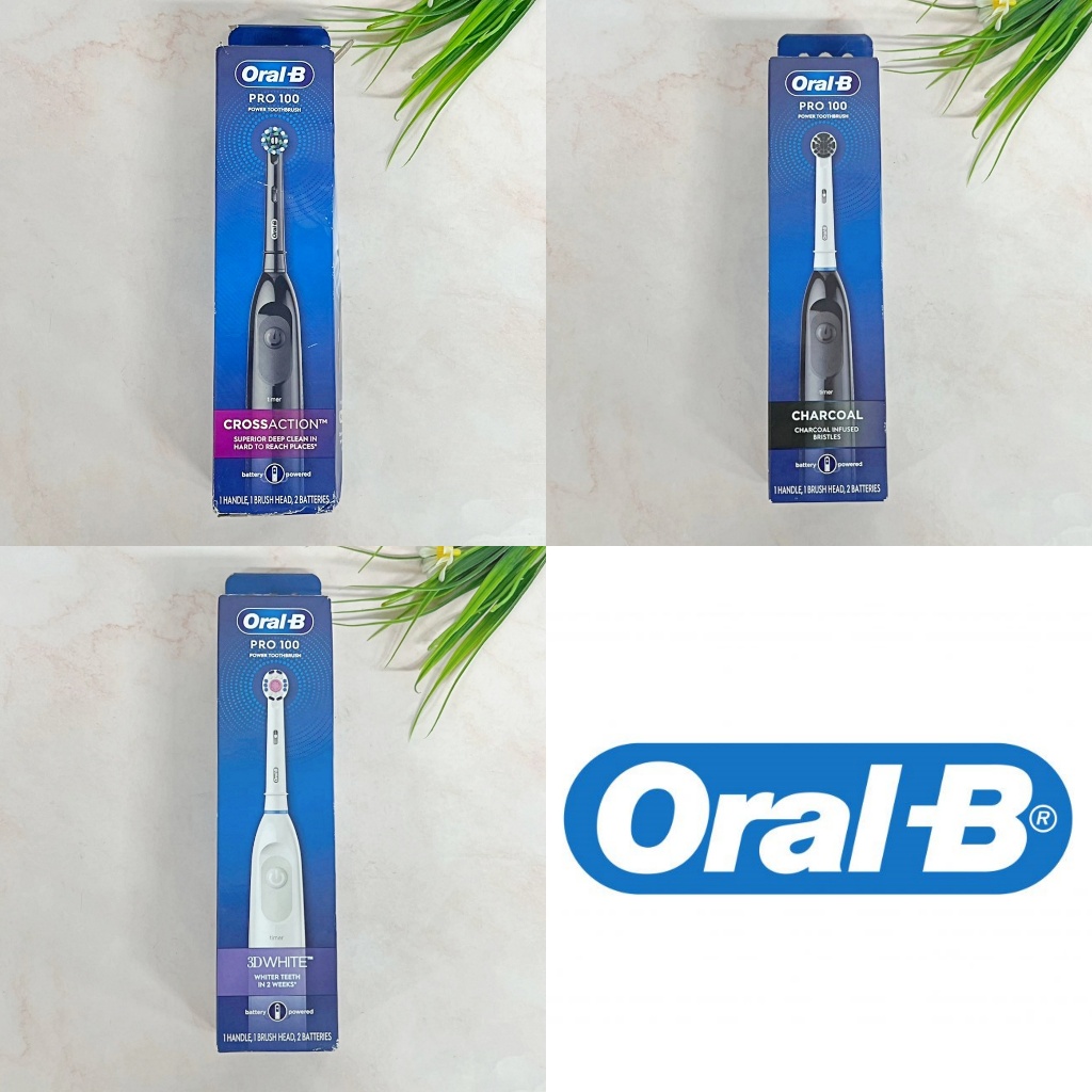 [Oral-B®] Pro 100 Battery Powered Electric Toothbrush แปรงสีฟันไฟฟ้า ใช้แบตเตอรี่ AA