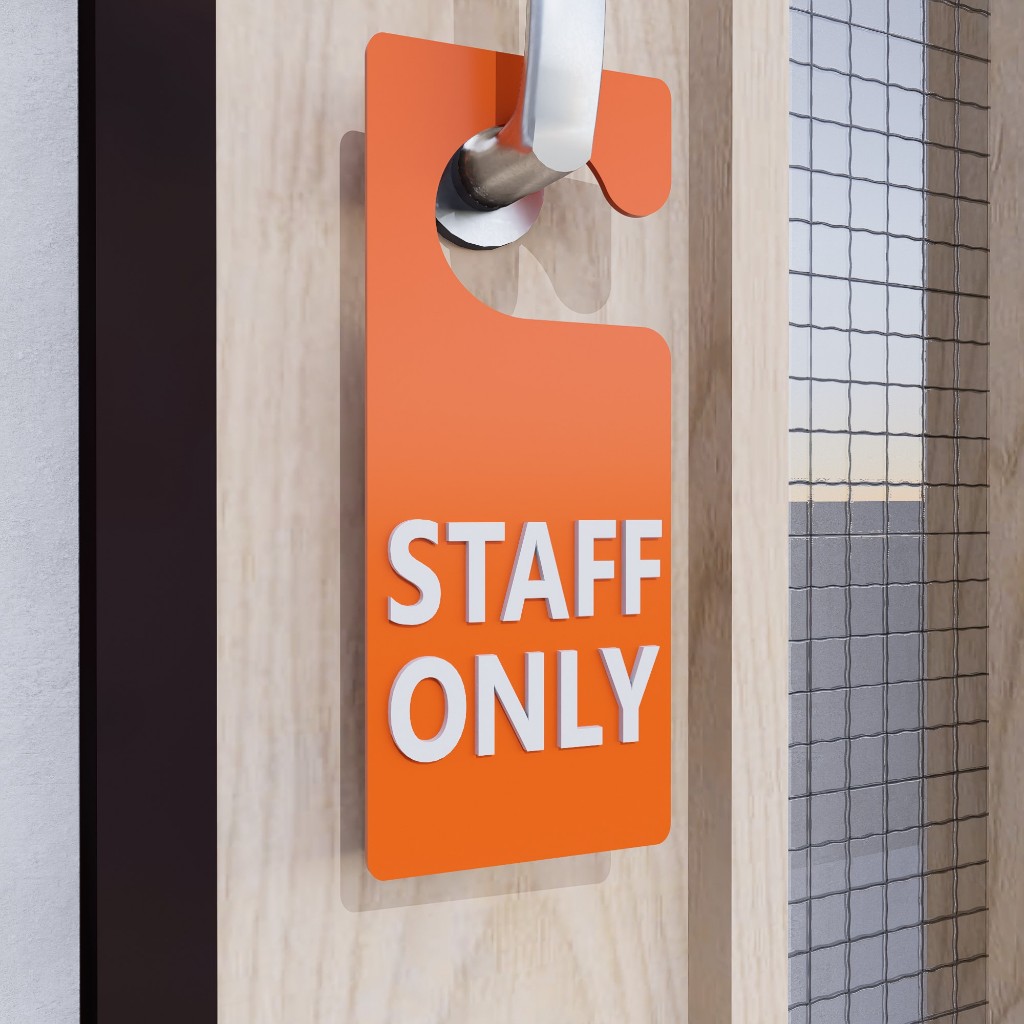 staff only ป้ายภาษาอังกฤษ ป้ายอะคริลิค ป้ายติดหน้าห้อง ป้ายเฉพาะพนักงาน ติดตัวนูนสวยมีมิติ พร้อมส่ง