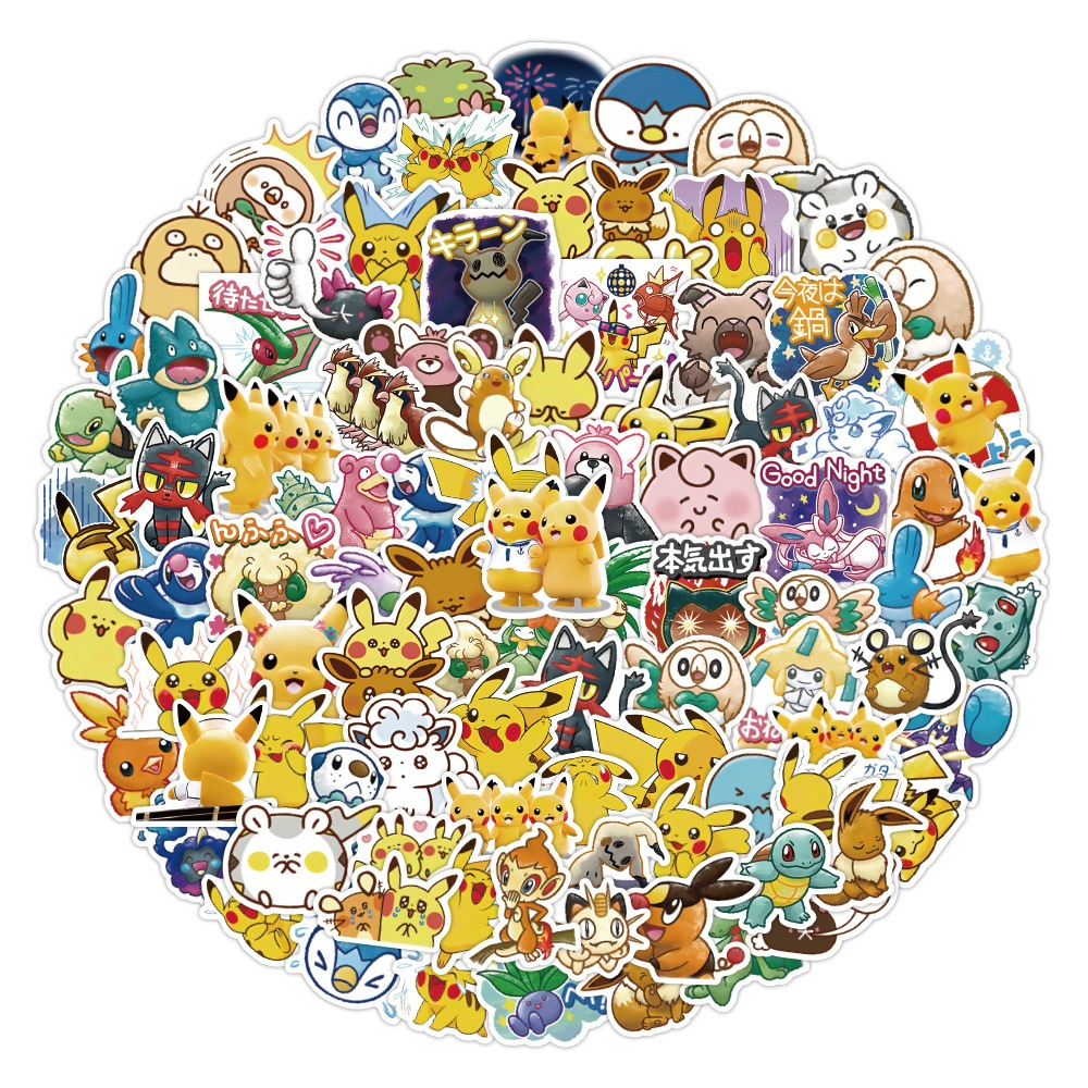 พร้อมส่ง ลายการ์ตูนอะนิเมะ pokemon pikachu metamon 60แผ่น กันน้ำ สติ๊กเกอร์ ใช้ซ้ำได้ กระโปรงหลังรถ โทรศัพท์มือถื