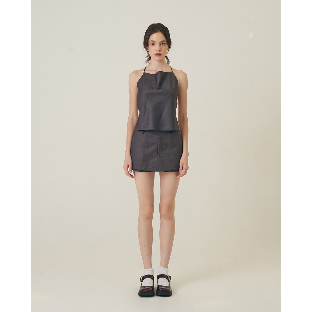 Patcha.co - Mini skort in dark grey กระโปรงกางเกง สีเทาเข้ม - PCCB021