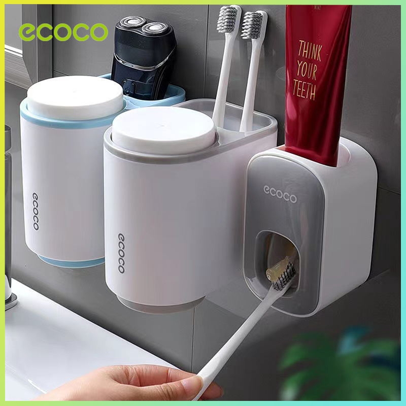 ECOCO ถ้วยน้ำยาบ้วนปากแม่เหล็กแบบง่ายถ้วยแปรงสีฟันที่บีบยาสีฟันในครัวเรือนที่ใส่ยาสีฟัน