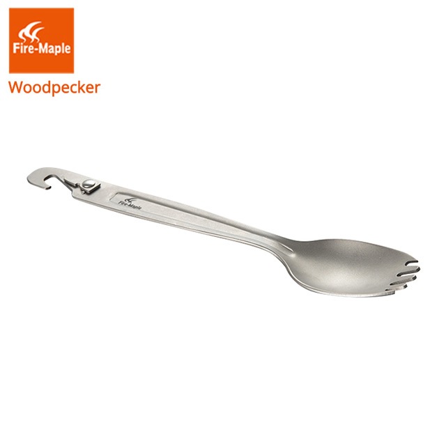 Fire Maple Woodpecker Titanium Spork ช้อน ส้อม ไททาเนียม น้ำหนักเบา เจาะกระป๋องได้ พร้อมถุงเก็บ