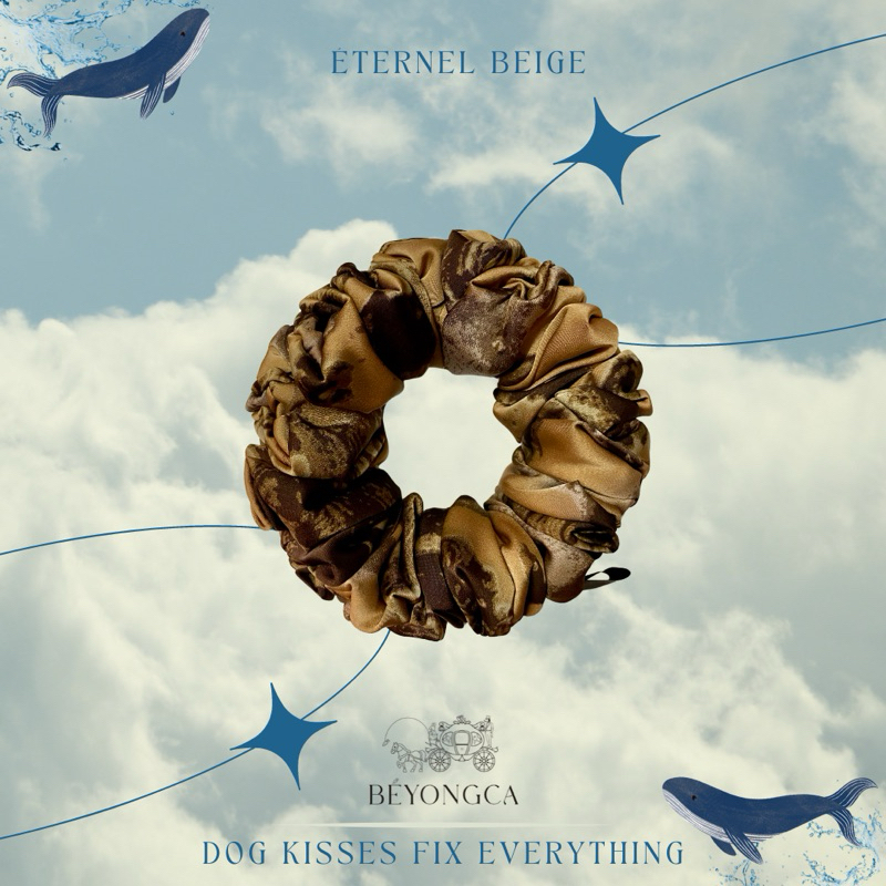 Beyongca Scrunchies รุ่น ETERNEL BEIGE ยางรัดผมโดนัท ลิขสิทธิ์แท้ ผ้าซาตินพรีเมี่ยม SCRUNCHY HAIRBRAND RUBBER ยางมัดผม