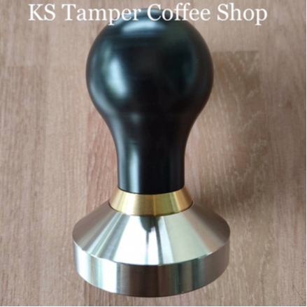tamper coffee by KS แบบด้ามปอมสีดำ ขนาดเส้นผ่านศูนย์กลาง 51,53,54,57,58.0,58.50,58.55mm
