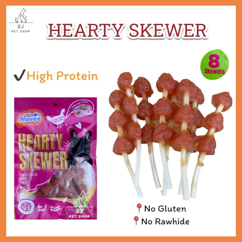 ส่งไว HEARTY SKEWER Probiotic ขนมสุนัข ไก่เสียบไม้(แท่งนม)@8ชิ้น