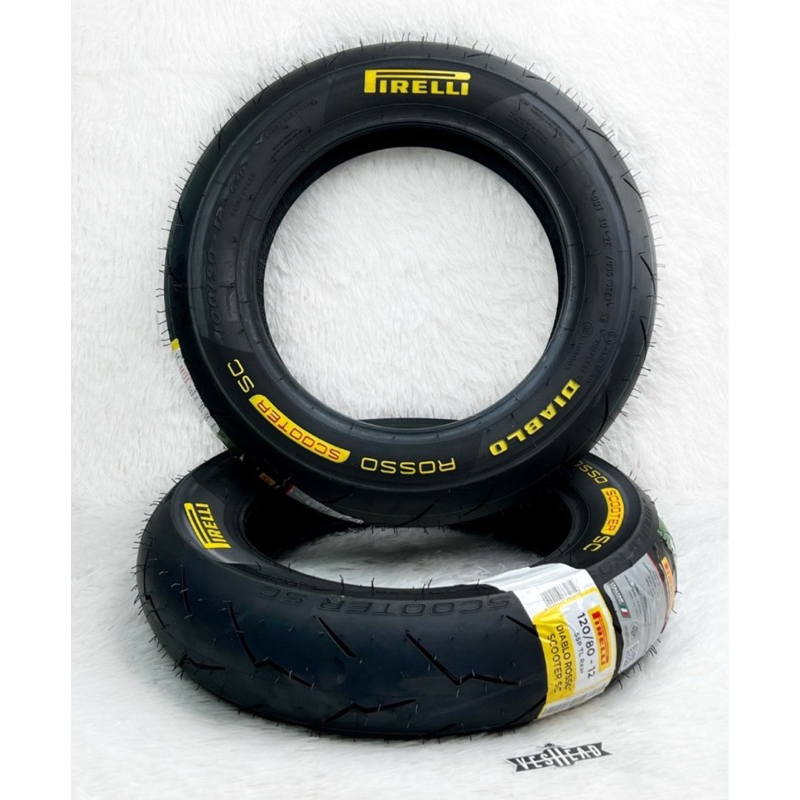 ยาง Pirelli Diablo Rosso Scooter SC ป้ายเหลือง ขอบ12-15 สำหรับ Vespa / Lambretta / Giorno / Xmax / F