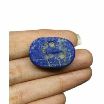 หินลาพิสลาซูลี่ หินแท้ธรรมชาติ หินโบราณ หินแกะสลัก Old Lapis Lazuli Intaglio Animal Engraved Stamp Cabochon Bead