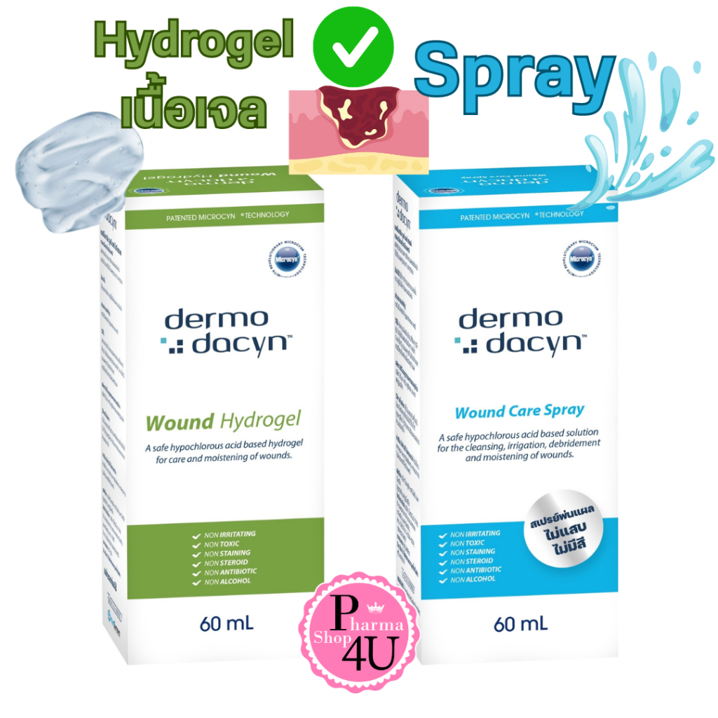 Dermodacyn Wound Hydrogel / Wound Care Spray /ORAL CARE SPRAY เดอร์โมดาซิน สำหรับ แผลกดทับ