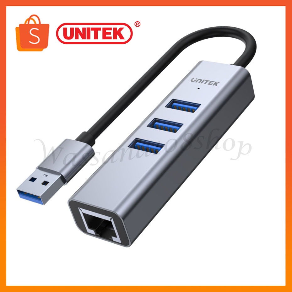Unitek H1906A Hub 4 in 1 หัว USB to hub USB 3 ช่อง และ Ethernet Hub