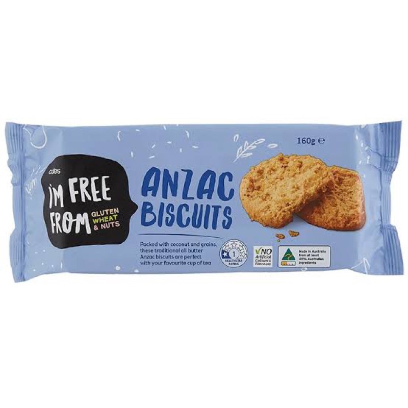 cr Coles anzac biscuits 160g. บิสกิตรสเนยผสมข้าวพอง มะพร้าว เกล็ดข้าวโพด ควินัว ผักโขม นำเข้าจากออสเ