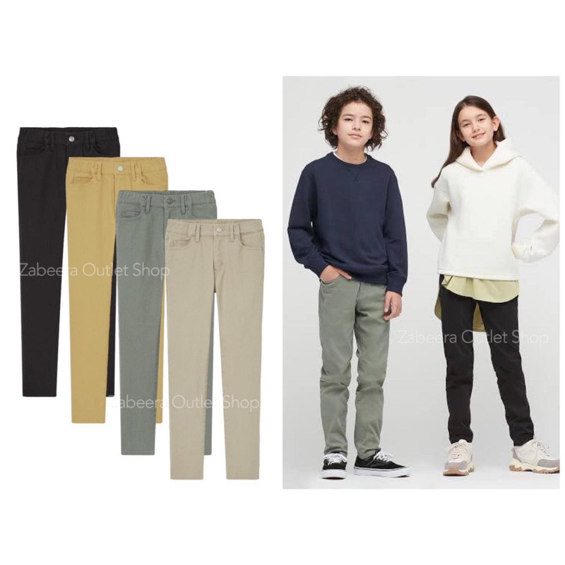 💥พร้อมส่ง💥กางเกงยีนส์เด็ก UNIQlO ทรงสลิม งานตัดป้าย ทรงพอดีตัว เอวยางยืด ปรับระดับได้