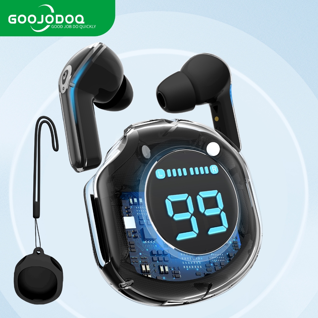 GOOJODOQ V5.3 หูฟังบลูทูธ สเตอริโอ HiFi พร้อมเคสชาร์จ หน้าจอ LED