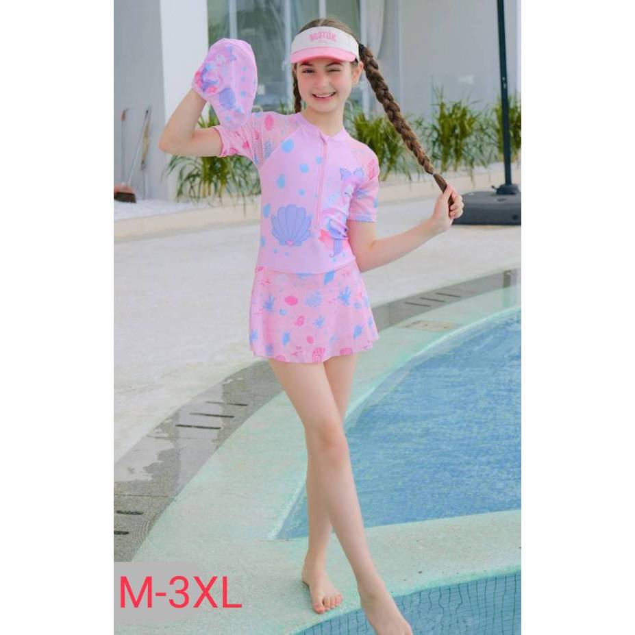 ชุดว่ายน้ำเด็กหญิง ชุดว่ายน้ำเด็กเล็ก เด็กโต ผ้าดีมาก สินค้าพร้อมส่ง M-3XL ส่งจากไทย sunwin