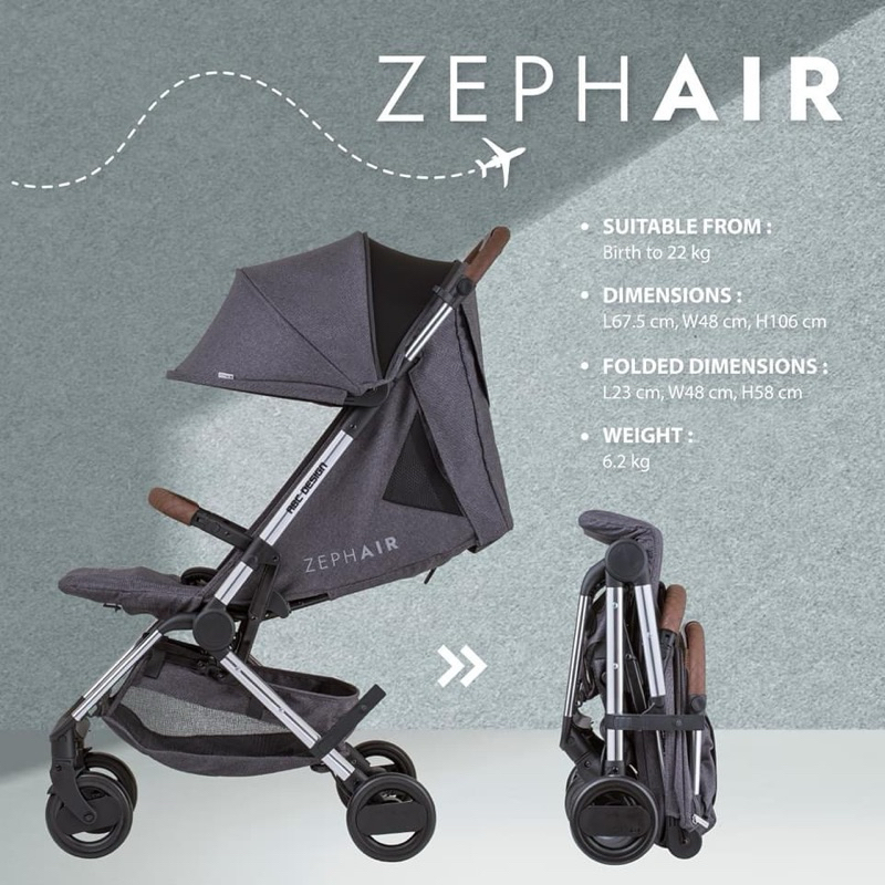 (ประกัน4ปี) ABC Design รุ่น Zephair รถเข็นเด็ก น้ำหนักเบาเพียง 6.2 kg นำขึ้นเครื่องบินชั้นสัมภาระได้