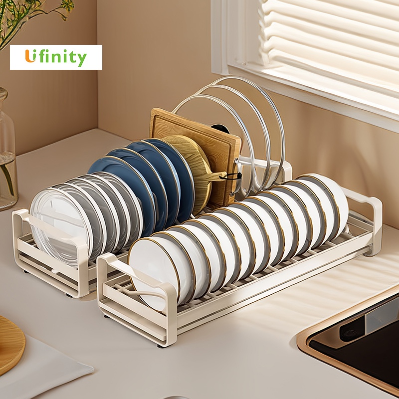 Lifinity ชั้นวางจาน ชั้นวางฝาหม้อ หยิบของง่าย วางบนเคาน์เตอร์ กล่องเก็บของใต้เคาน์เตอร์