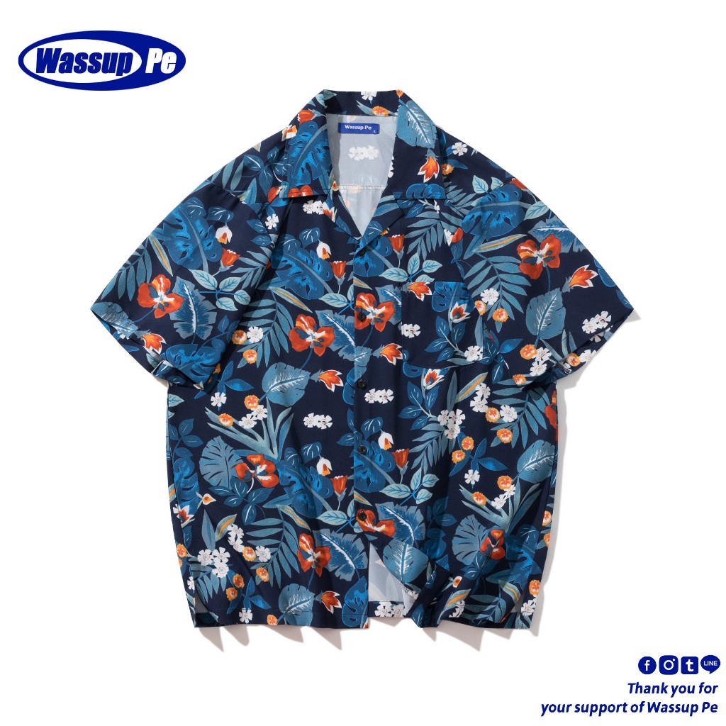 เสื้อฮาวาย ลำลองเสื้อโอเวอร์ไซส์ เสื้อเชิ้ตแขนสั้นผู้ชาย รูปแบบใหม่ 2024 /Wassuppee