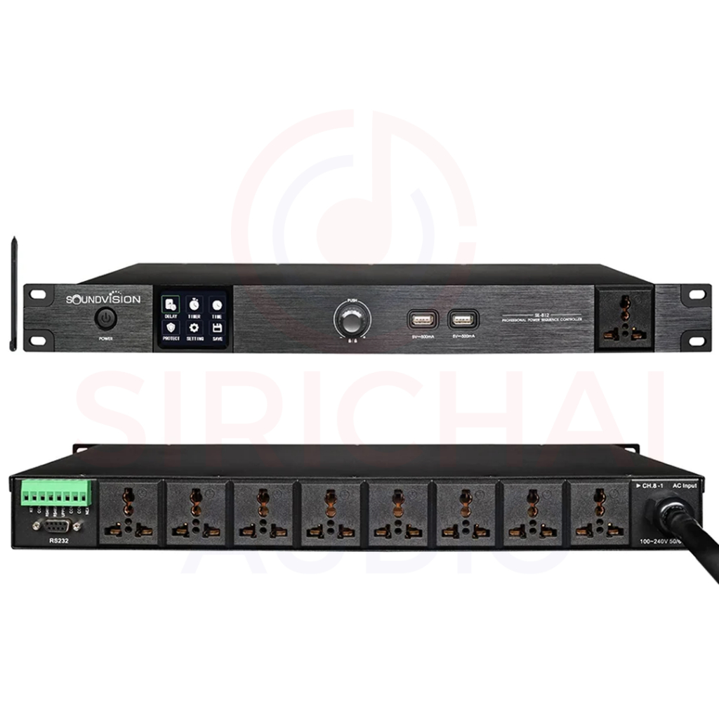 เครื่องจ่ายไฟ SOUNDVISION รุ่น SE812  แบบเรียงลำดับ8ชาแนล หน้าจอtouch screen TFT-LCD 2.2 นิ้ว