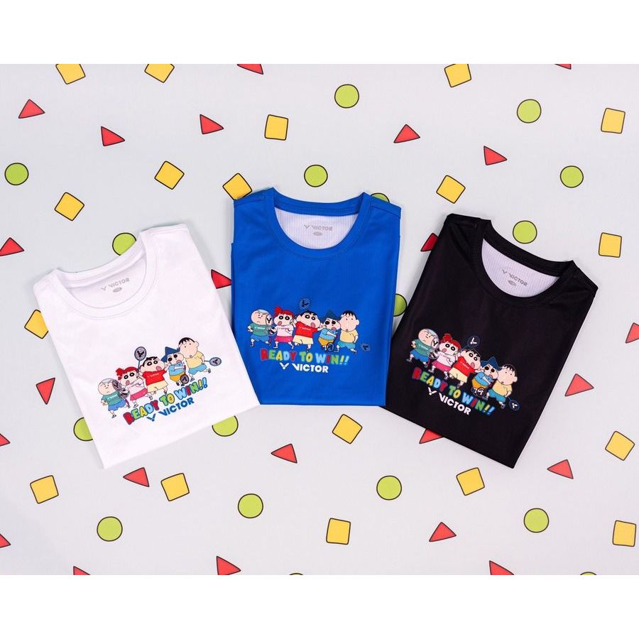 เสื้อกีฬา Victor x ชินจัง Ready to win มีสีขาว ดำ และสีกรม