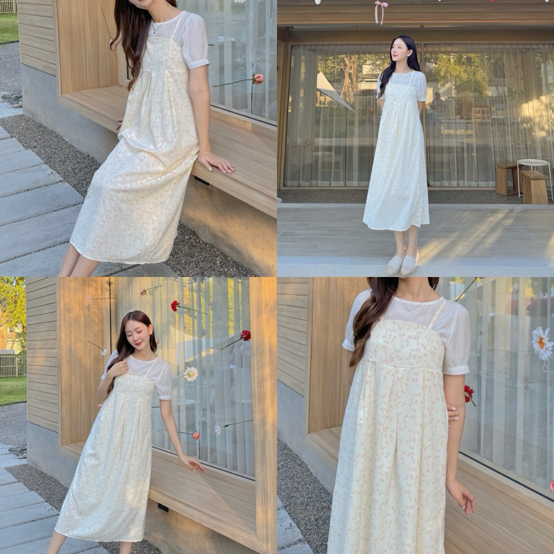 Blossom Dress เดรสยาวสายเดี่ยว ลายดอกไม้ 2 สี รูปที่ 5