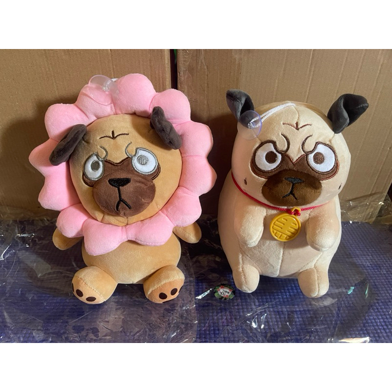 ตุ๊กตา หมาปั๊ก pug ดอกไม้ มีจุ๊บติดกระจก ของพร้อมส่ง