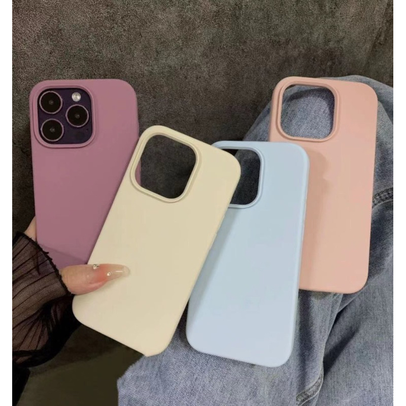 พร้อมส่ง เคสไอโฟน 12mini 13mini กำมะหยี่ สีพื้น เนื้อซิลิโคนโลโก้
