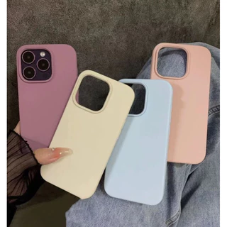 พร้อมส่ง** Case กำมะหยี่โลโก้ เนื้อซิลิโคนสีพื้น สำหรับรุ่นIP11 IP12/12pro IP13/13pro IP14/14pro/14Promax IP15/15promax