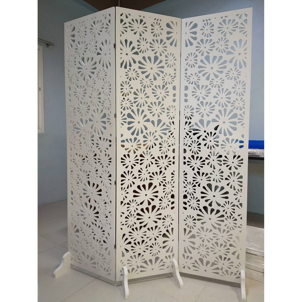 ฉากกั้นห้อง/บานเฟี้ยมฉลุลายขนาดกว้าง40xสูง150Cm.หนา10มิลวางประดับ ตกแต่ง กันลม เสริมฮวงจุ้ย PVCกันน้