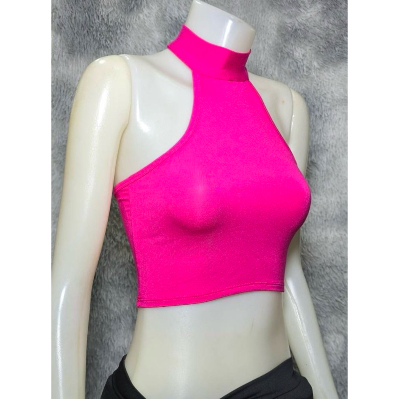 Sns209🍧เสื้อเอวลอย🍧คอเต่าเปิดหลัง🍧ผ้ายืดเรย่อน