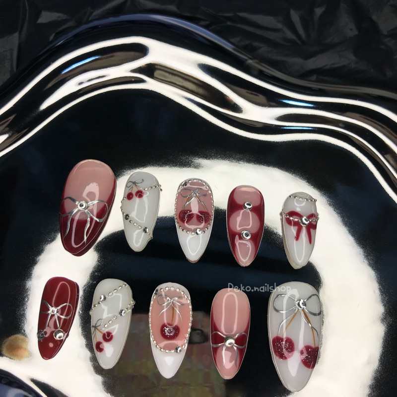 red n white cherry nail gel