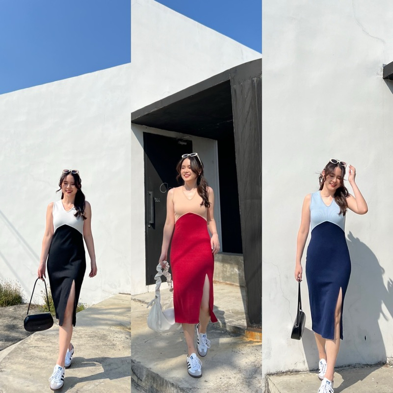Missseed-เปิดตัว Soomin dress เดรสคอวี ทูโทน ดีเทลเกาหลี แต่ง v shape ตรงเอว ทรงสวยใส่ง่าย