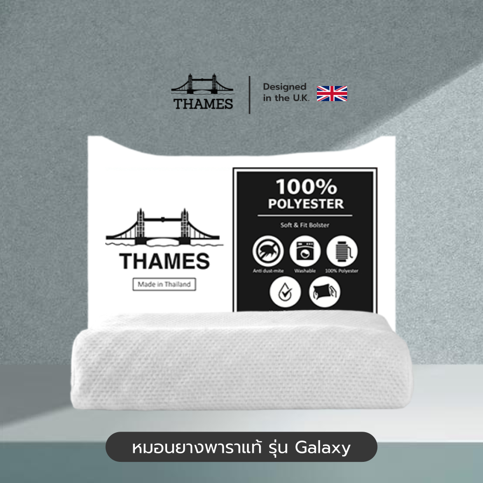 Thames หมอนยางพาราแท้ รุ่น Galaxy เกรดนำเข้า หนานุ่ม ป้องกันไรฝุ่น
