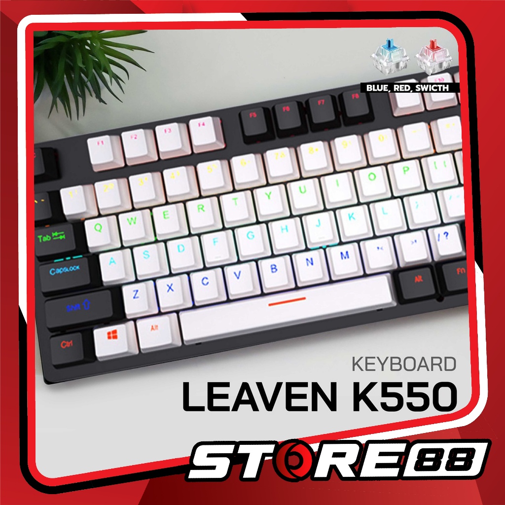 Leaven K550 คีย์บอร์ดTKL คีย์บอร์ด80% 87ปุ่ม [G7_118] คีย์บอร์ดเกมมิ่ง คีย์บอร์ดแมคคา Mechanical Swi