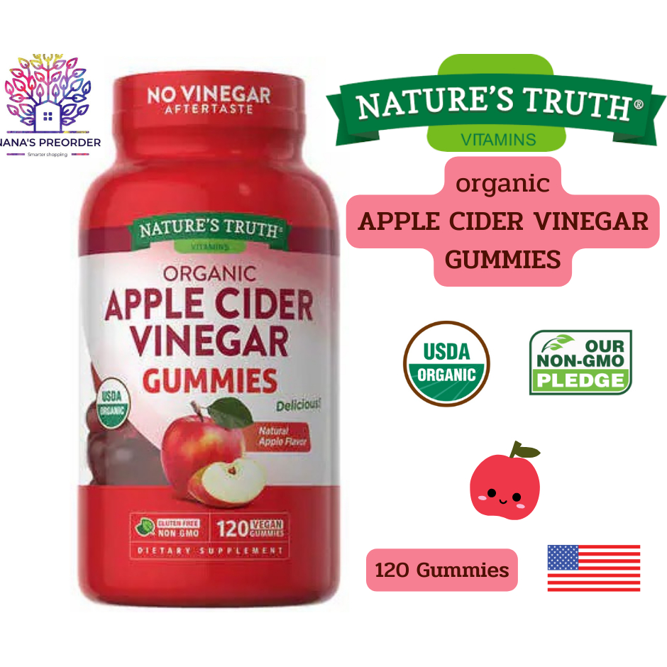 Nature's Truth Organic Apple Cider Vinegar Gummies ขนาด 500 mg แอปเปิ้ลไซเดอร์กัมมี่ ขนาด 120 เม็ด นำเข้าจากเมกา